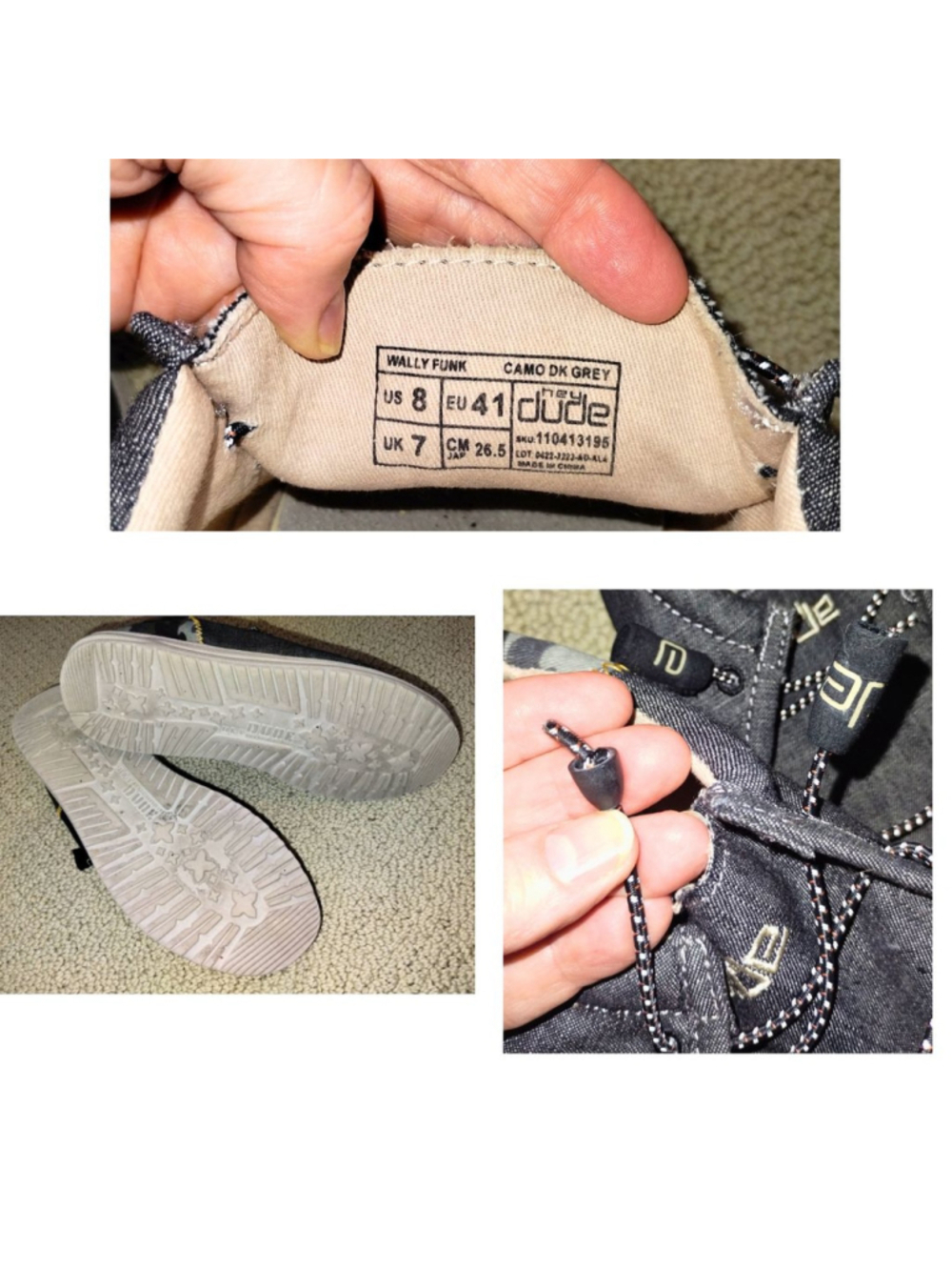 Men's Hey Dude Wally Funk Loafers & Slip-Ons Camo Dark Gray (Size 8) - Picture 6 of 6